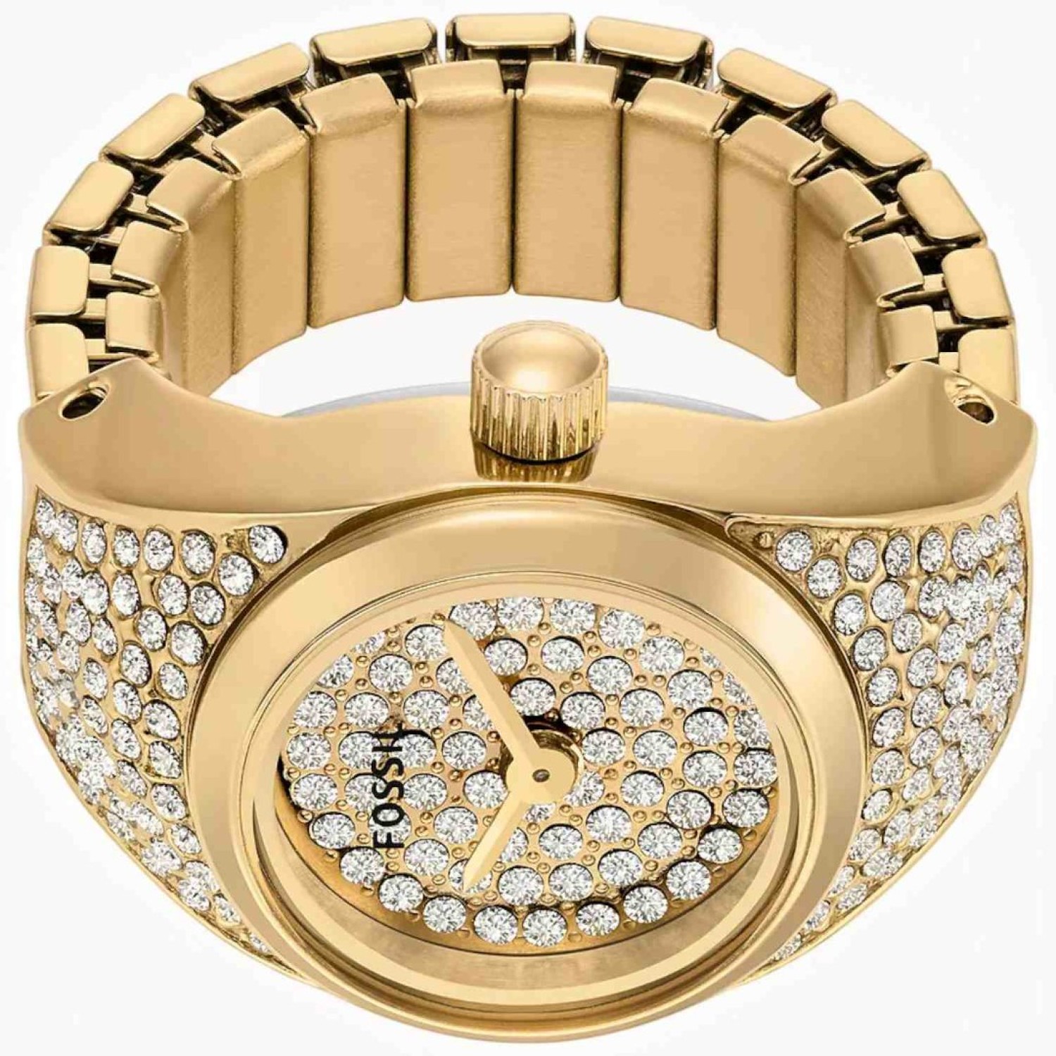 Fossil Raquel Watch Ring Gold Tone - ES5392 Fossil ES5392 Raquel Women's Gold-Tone Watch Ring with Gold Dial