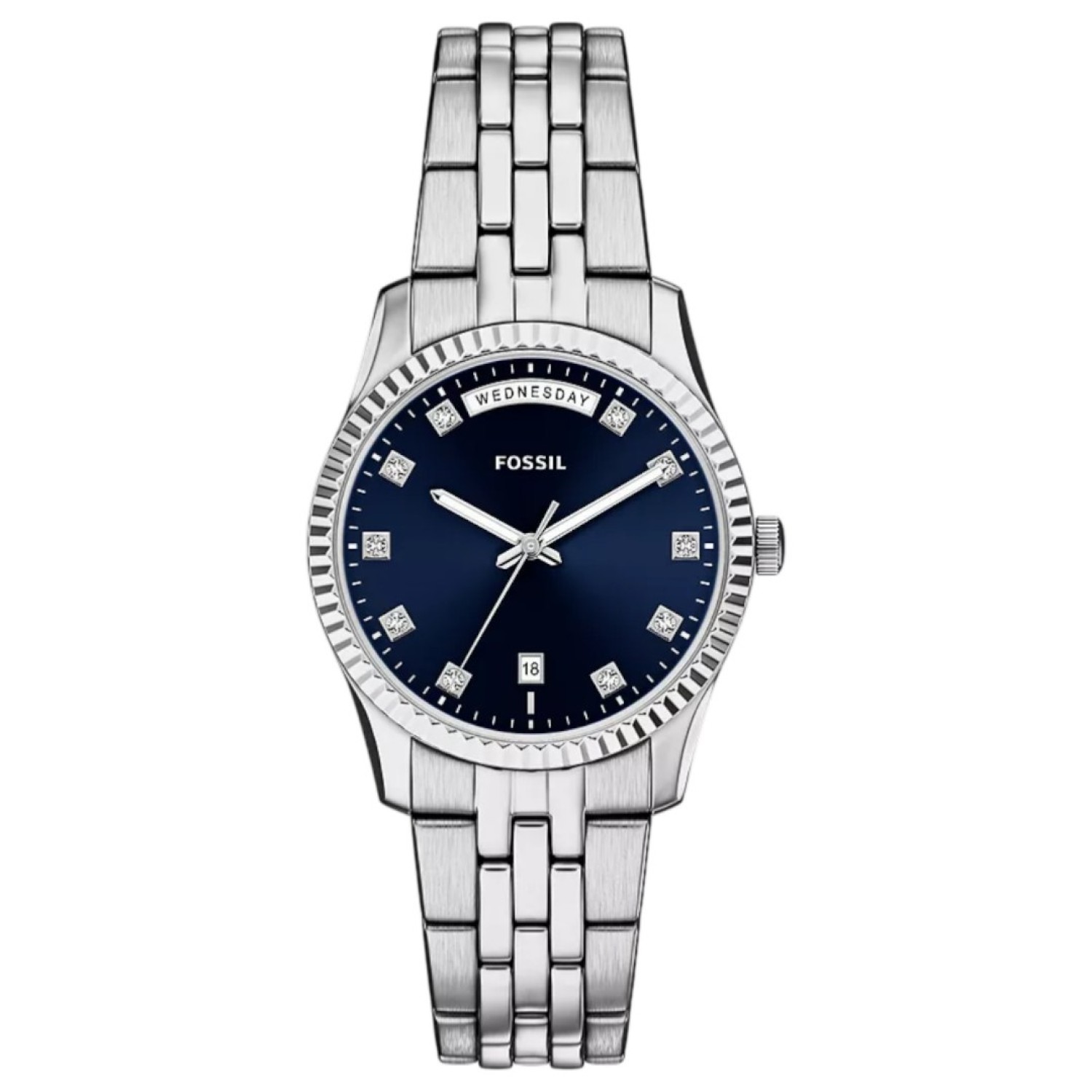 ES5457 Fossil Scarlette Three-Hand Day-Date Stainless Steel Watch – Fossil Watches in New Zealand - Buy Men’s and Women’s Watches Online - Free Delivery and Afterpay Options ES5457 Fossil Scarlette Three-Hand Day-Date Stainless Steel Watch by Fossil