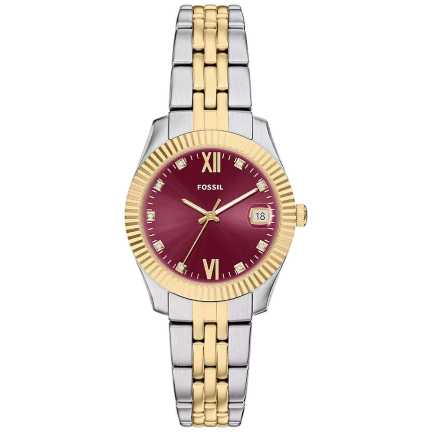 ES5461 Fossil Scarlette Three-Hand Date Two-Tone Stainless Steel Watch – Fossil Watches in New Zealand - Buy Men’s and Women’s Watches Online - Free Delivery and Afterpay Options ES5461 Fossil Scarlette Three-Hand Date Two-Tone Stainless Steel Watch by Fossil