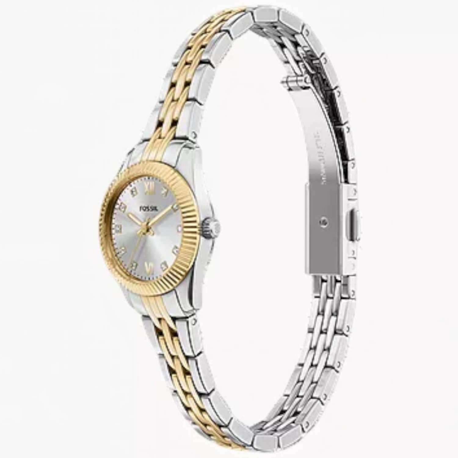 Fossil Scarlette ES5473 Mini Two-Tone Ladies Watch Fossil Scarlette ES5473 Mini two tone stainless steel ladies watch with silver dial
