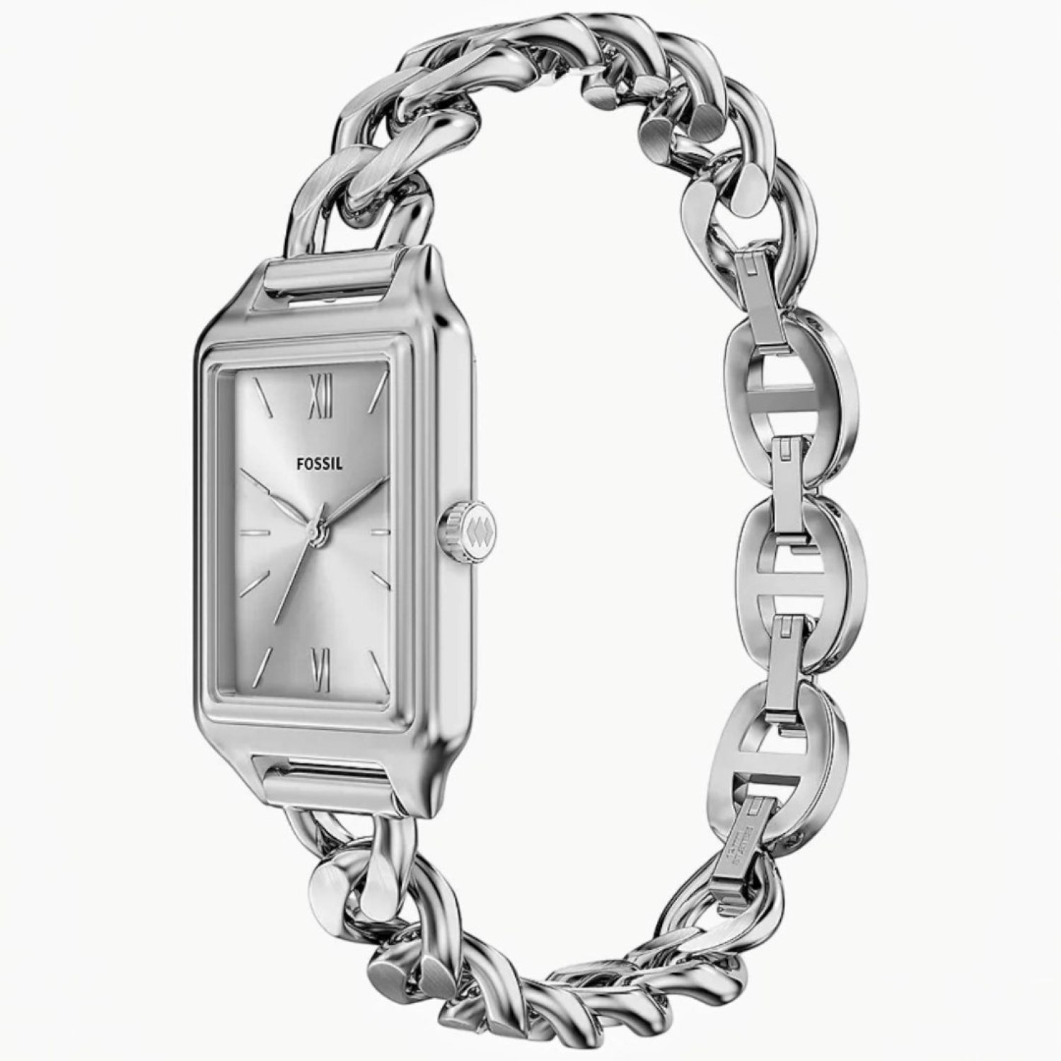 Fossil Raquel ES5477 23mm Stainless Steel Watch Fossil Raquel ES5477 23mm silver stainless steel watch with rectangular dial