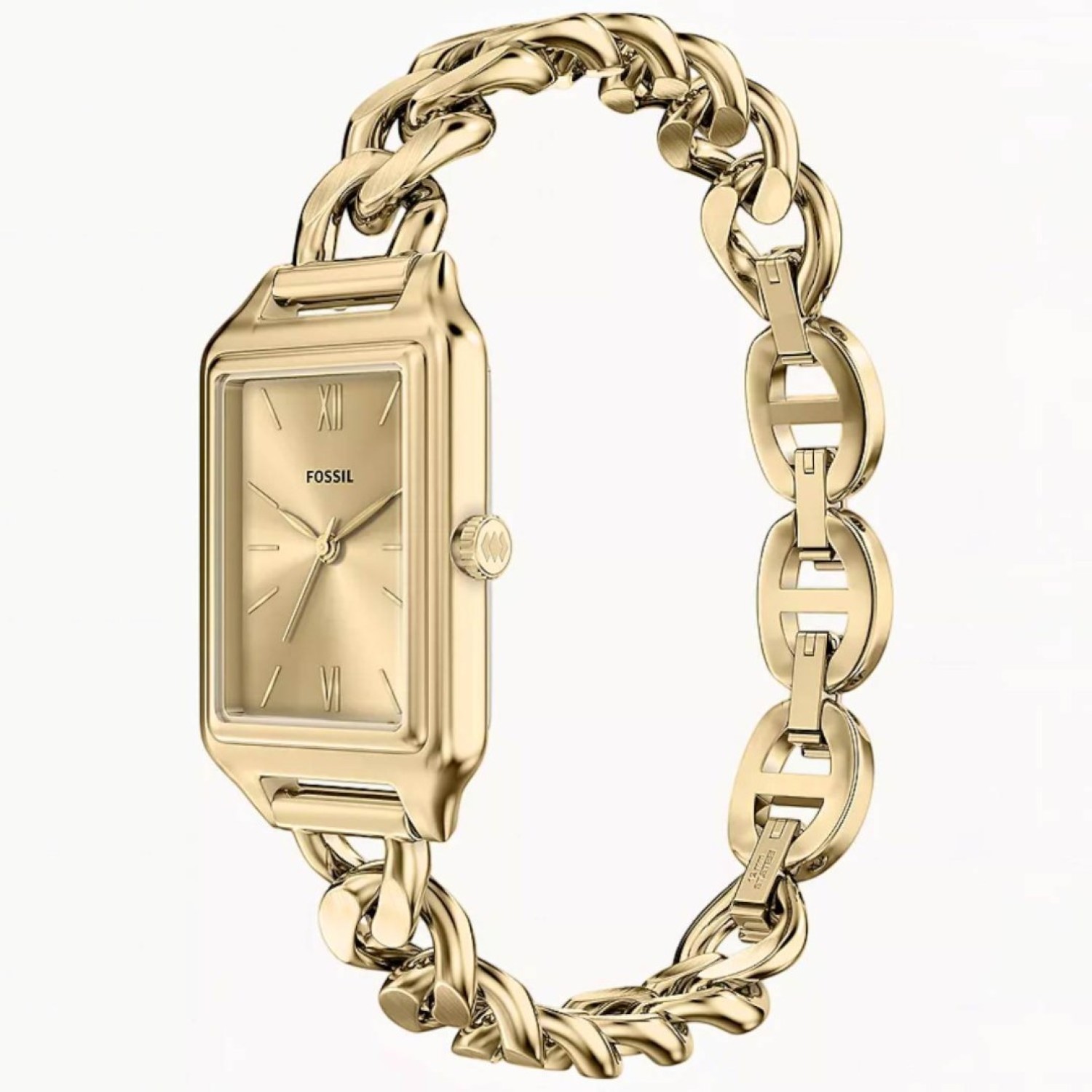 Fossil Raquel ES5478 23mm gold-tone stainless steel watch with rectangular dial