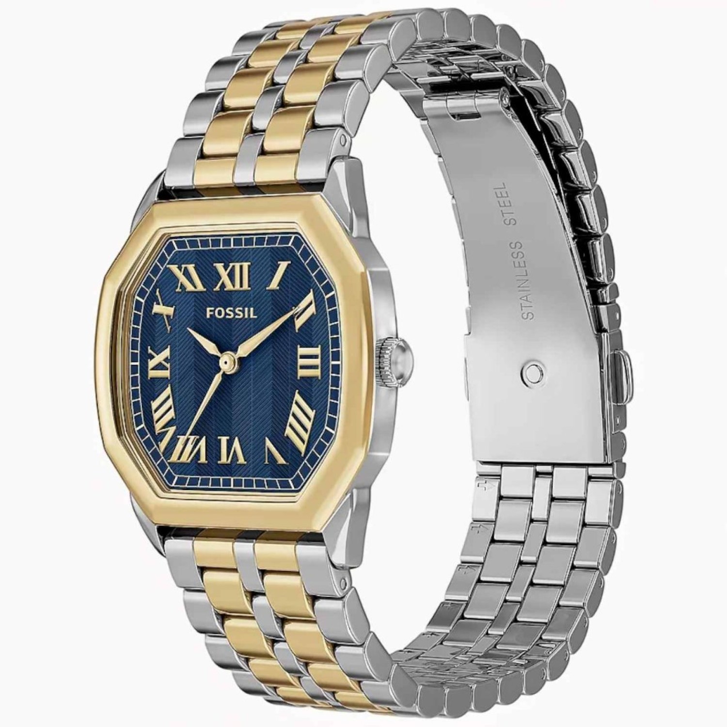 Fossil Harlow ES5480 Two-Tone Stainless Steel Watch with blue colour dial