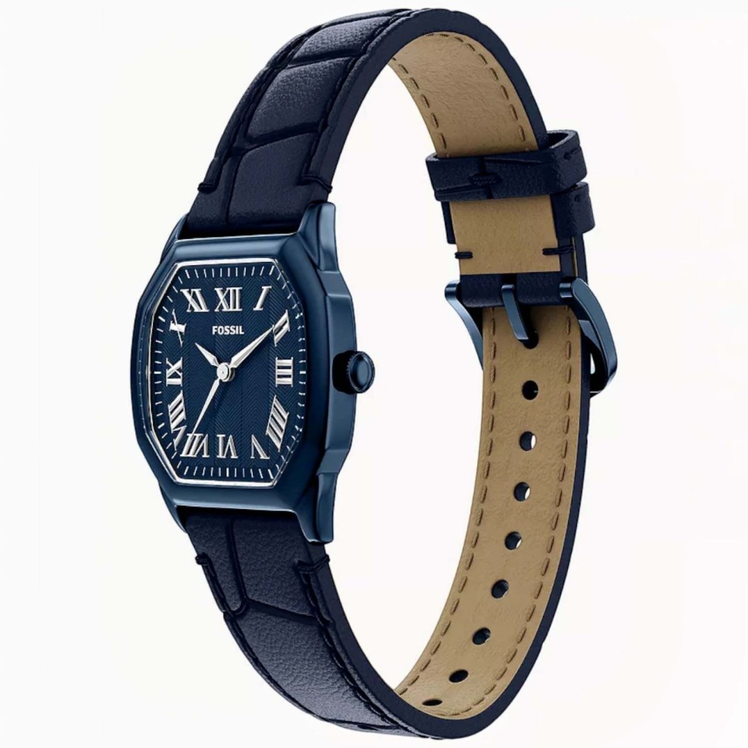 Fossil Harlow ES5481 27mm Navy Leather Watch Fossil Harlow ES5481 27mm Navy Leather strap watch with blue dial and roman numerals