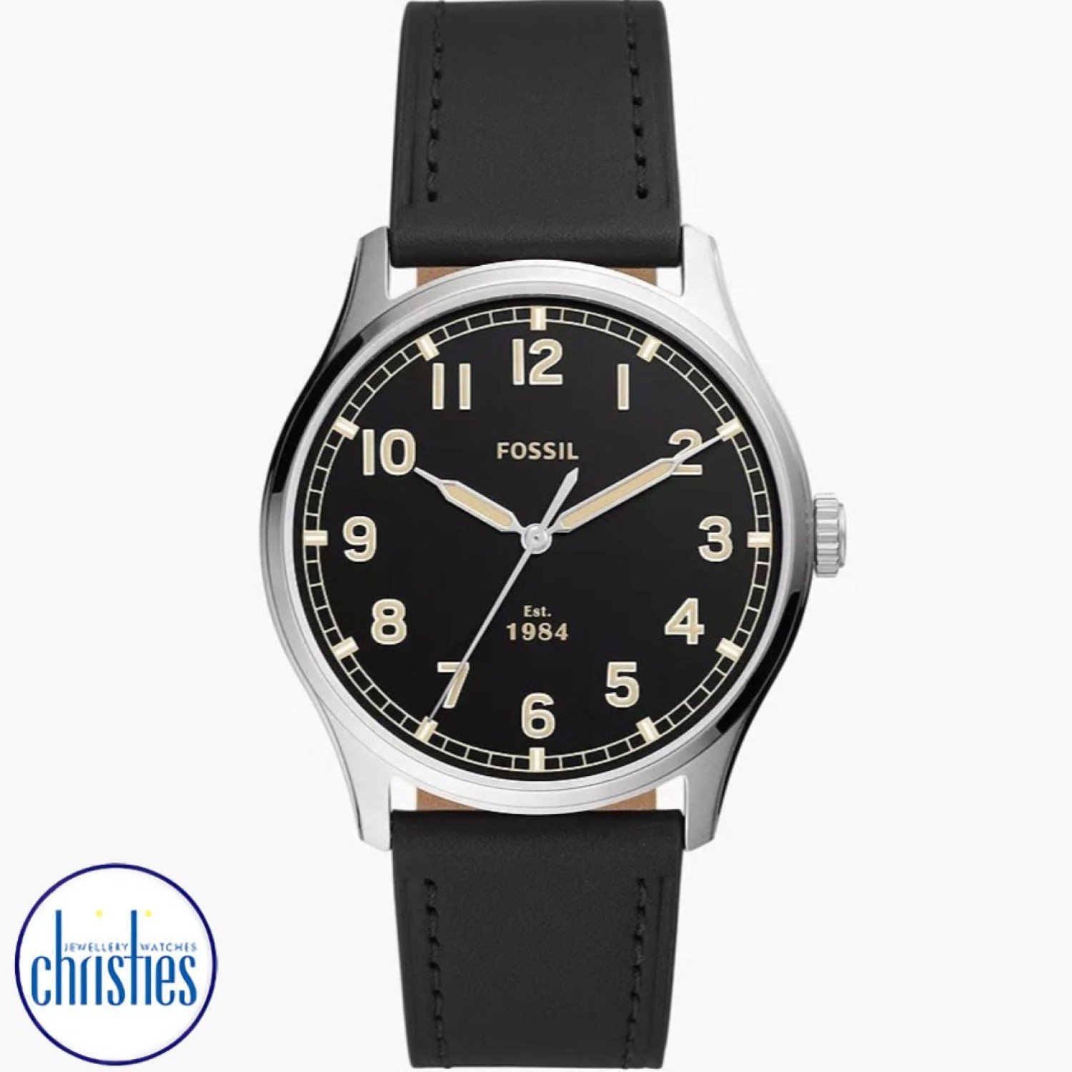 FS5926 Fossil Dayliner Three-Hand Medium Black Leather Watch FS5926 Watches Auckland