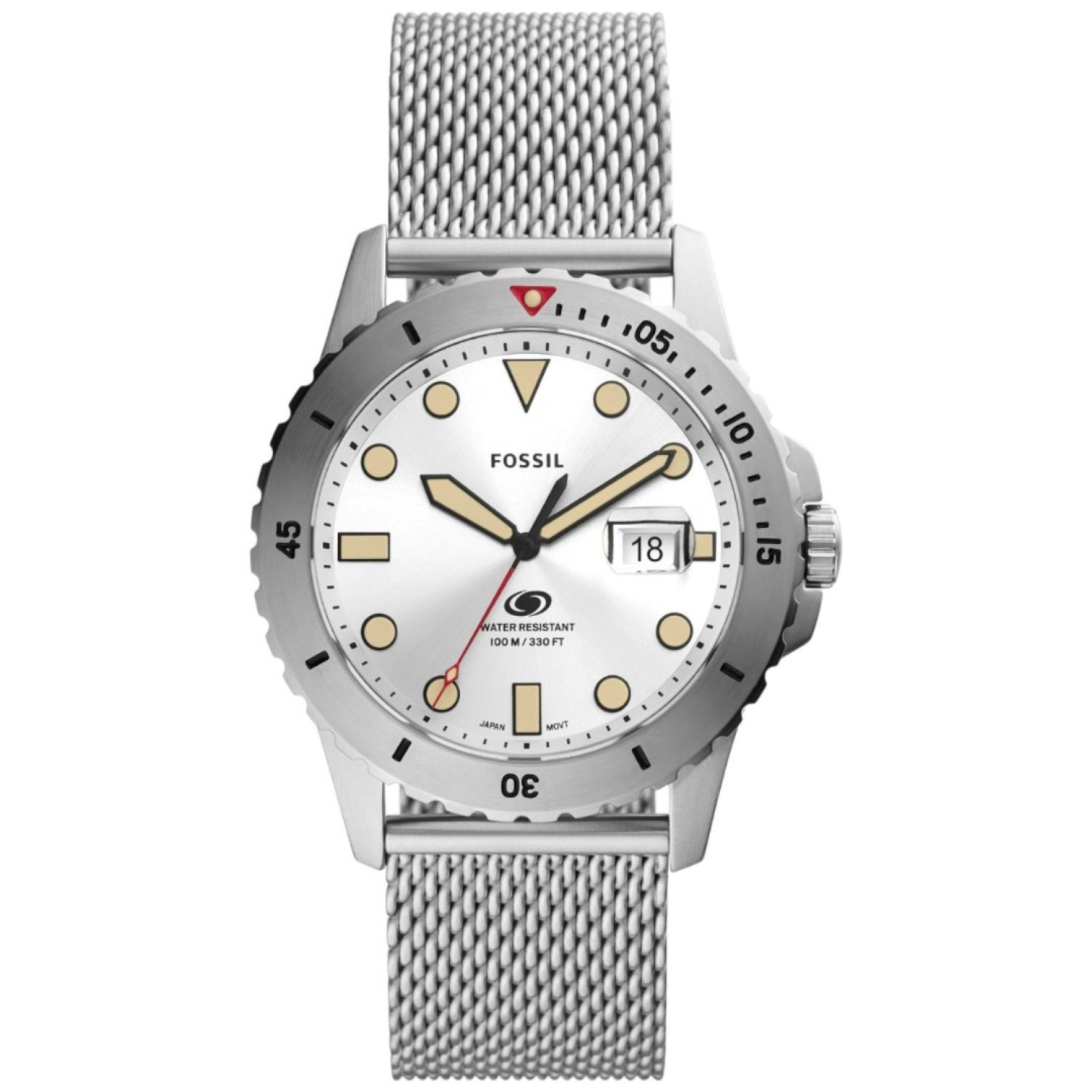 FS5948 Fossil Blue Three-Hand Date Stainless Steel Mesh Watch – Fossil Watches in New Zealand - Buy Men’s and Women’s Watches Online - Free Delivery and Afterpay Options FS5948 Fossil Blue Three-Hand Date Stainless Steel Mesh Watch by Fossil