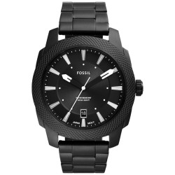 FS5971 Fossil Machine Three‑Hand Date Black Stainless Steel Watch
