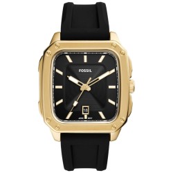 FS5981 Fossil Inscription Three‑Hand Date Black Silicone Watch