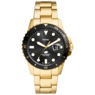 FS6035 Fossil Blue Dive Three‑Hand Date Gold‑Tone Stainless Steel Watch