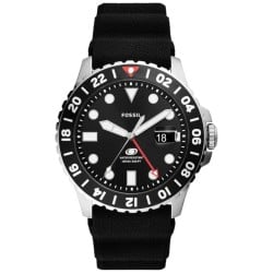 FS6036 Fossil Blue GMT Black Silicone Watch