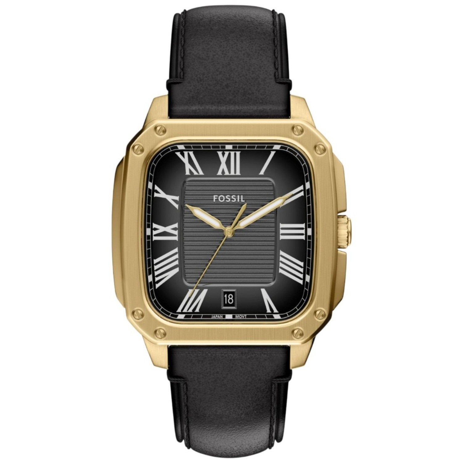 FS6151 Fossil Crosby Three-Hand Date Black Leather Watch – Fossil Watches in New Zealand - Buy Men’s and Women’s Watches Online - Free Delivery and Afterpay Options FS6151 Fossil Crosby Three-Hand Date Black Leather Watch by Fossil