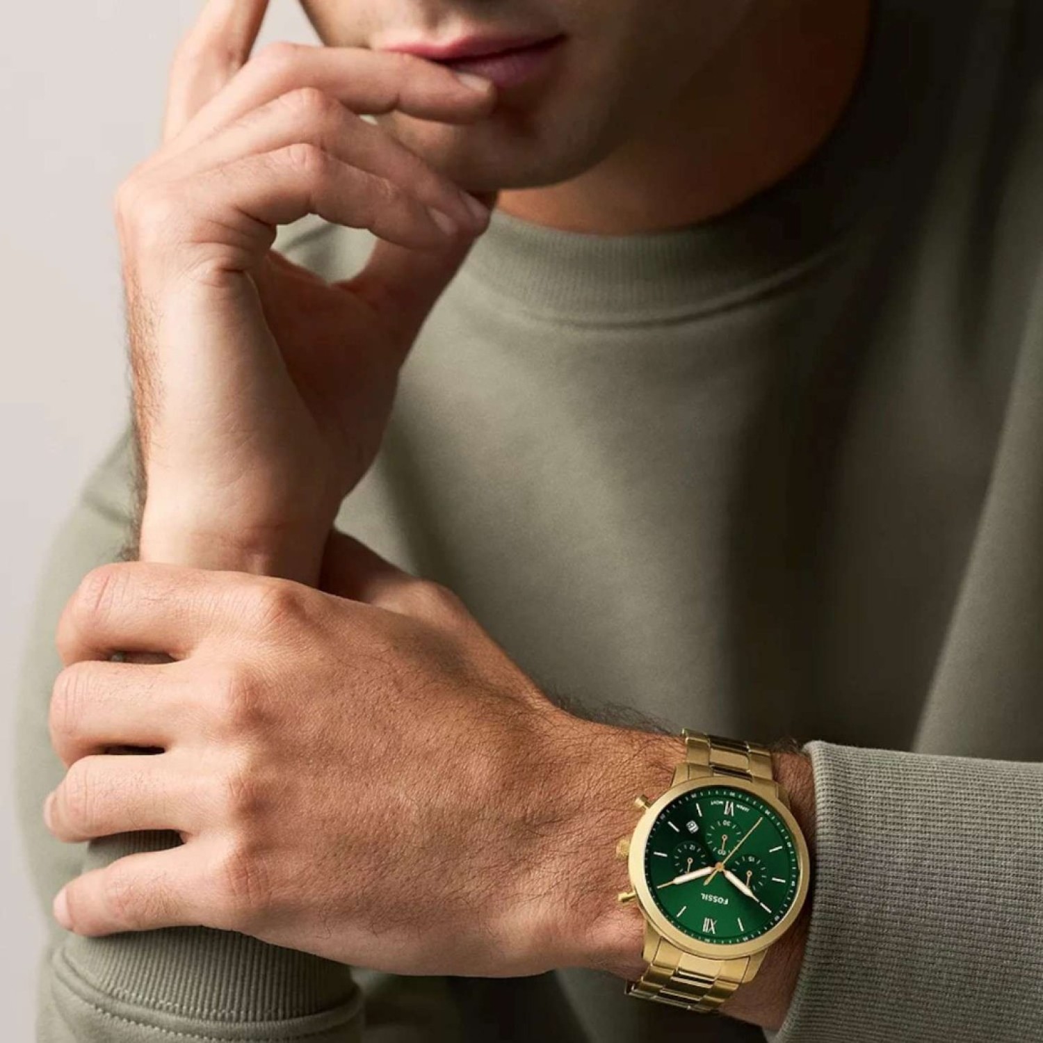 FS6164 Fossil Neutra Chronograph Gold-Tone Grenn Dial Watch – Fossil Watches in New Zealand - Buy Men’s and Women’s Watches Online - Free Delivery and Afterpay Options FS6164 Fossil Neutra Chronograph Gold-Tone Grenn Dial Watch by Fossil