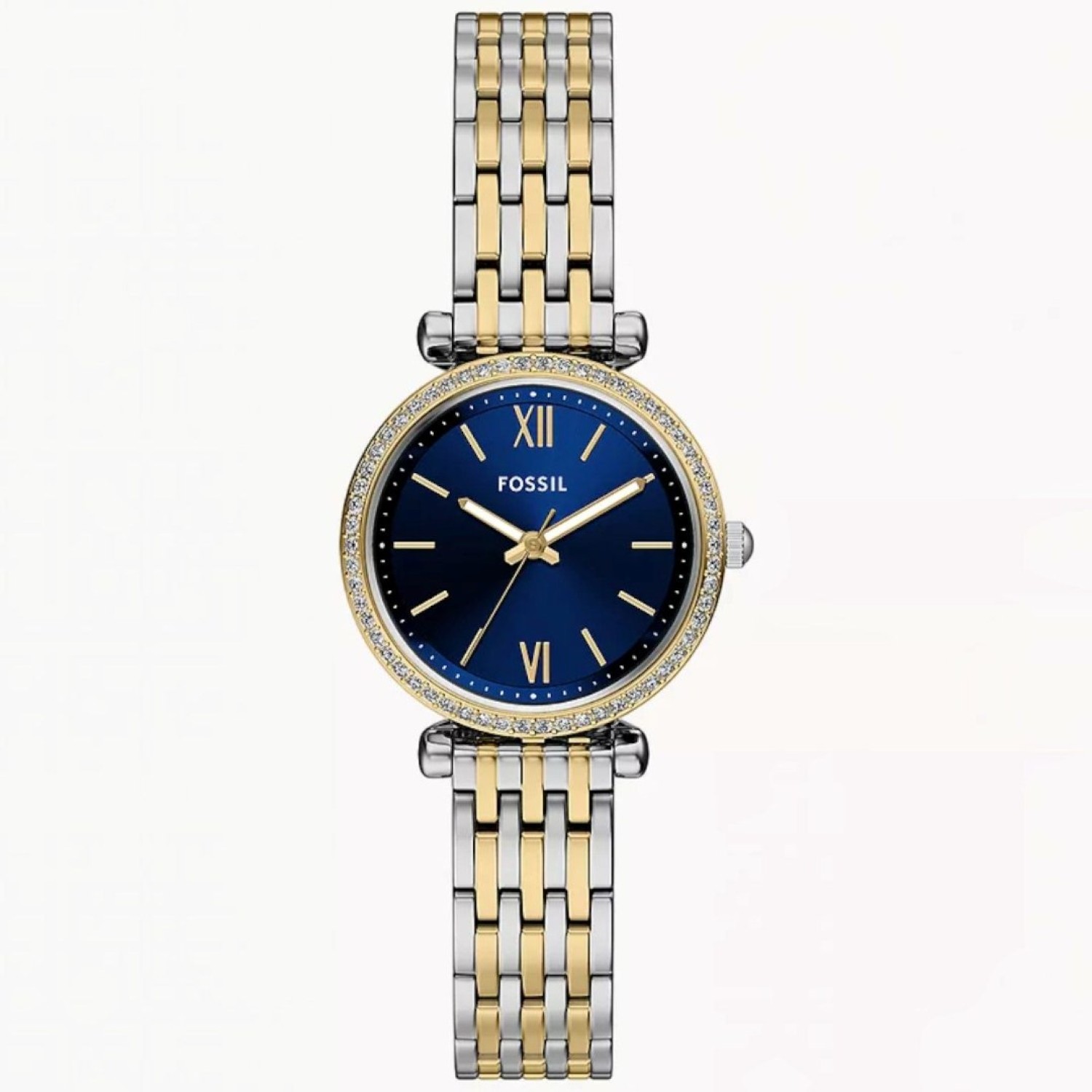 Fossil Carlie ES5438 Three-Hand Two-Tone Stainless Steel Watch Fossil Carlie ES5438 Three-Hand Two-Tone sStainless steel watch featuring blue dial