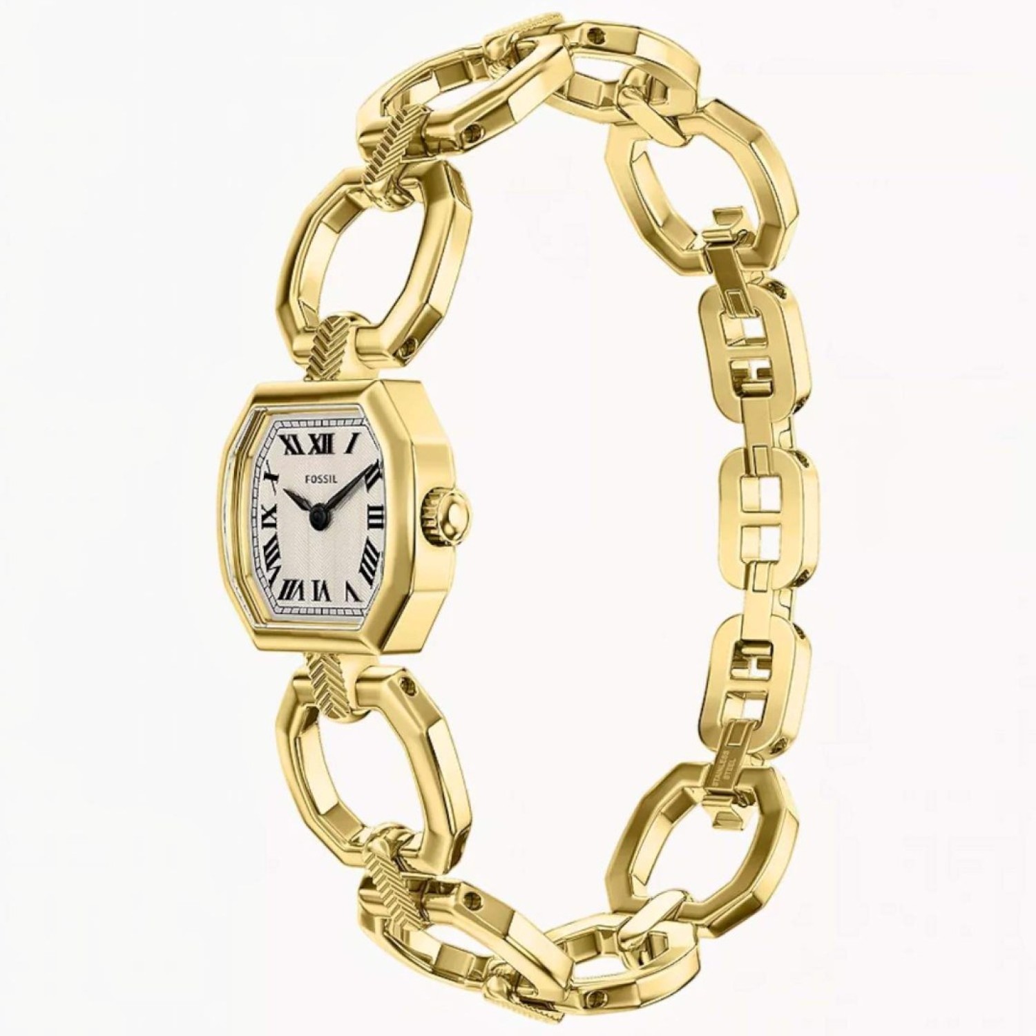 Fossil Harlow ES5483 Mini 20mm Gold-Tone watch with cream dial and link style strap