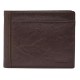 Fossil Men's Neel Leather Bifold - ML3899200 – Fossil Watches in New Zealand Fossil Men's Neel Leather Bifold - ML3899200 | An open brown leather wallet featuring multiple compartments. On the left side, there's a transparent ID slot with an oval cutout, and on the right side, four card slots with a larger pocket beneath them.
