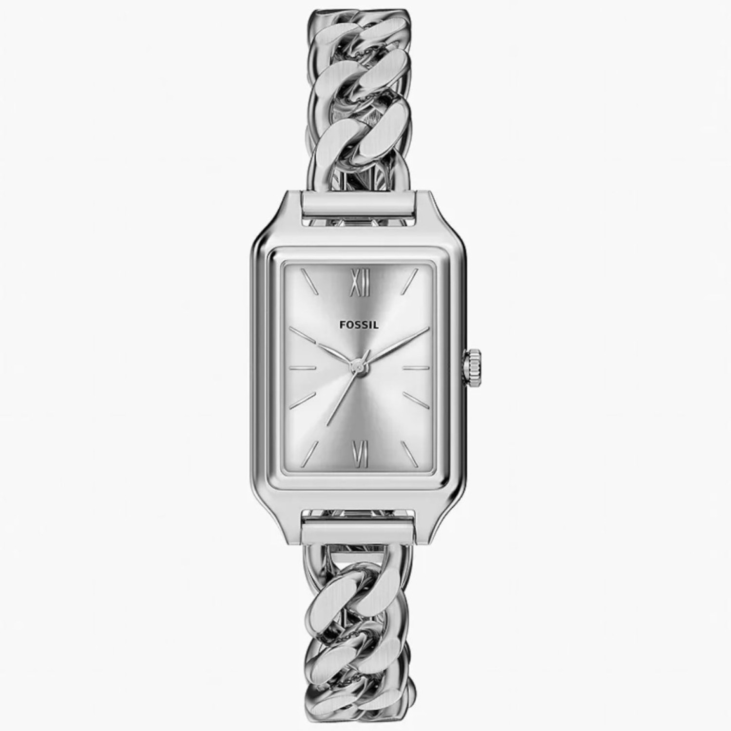 Fossil Raquel ES5477 23mm Stainless Steel Watch Fossil Raquel ES5477 23mm silver stainless steel watch with rectangular dial