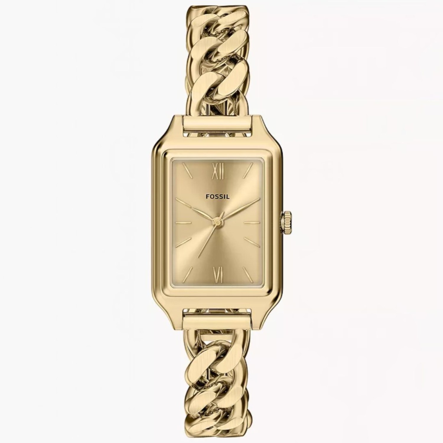 Fossil Raquel ES5478 23mm gold-tone stainless steel watch with rectangular dial