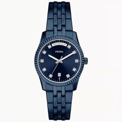 Fossil Scarlette ES5476 Navy Day-Date Stainless Steel Watch
