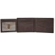 Fossil Men's Neel Leather Bifold - ML3899200 | An open brown leather wallet featuring multiple compartments. On the left side, there's a transparent ID slot with an oval cutout, and on the right side, four card slots with a larger pocket beneath them.