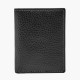 Richard Card Case Bifold - ML3992001 | Stylish Black Leather Wallet with Card Slots and ID Window. Richard Card Case Bifold - ML3992001, open black leather wallet featuring multiple card slots, a transparent ID window, and a textured finish for a modern look