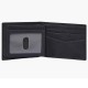 Everett Bifold with Flip ID - ML4397406 – Fossil Watches in New Zealand Everett Bifold with Flip ID - ML4397406: Open black leather wallet featuring multiple compartments, including a transparent ID window and several card slots for organized storage