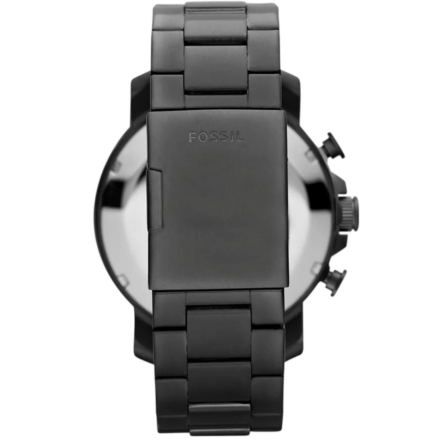 JR1437 Fossil Nate Chronograph Smoke Watch. Our favourite military-inspired watch has a striking, masculine vibe that makes it a perfect addition to your casual closet. Oversized lugs and a gray degrade dial add a refined look. This Nate watch also featur
