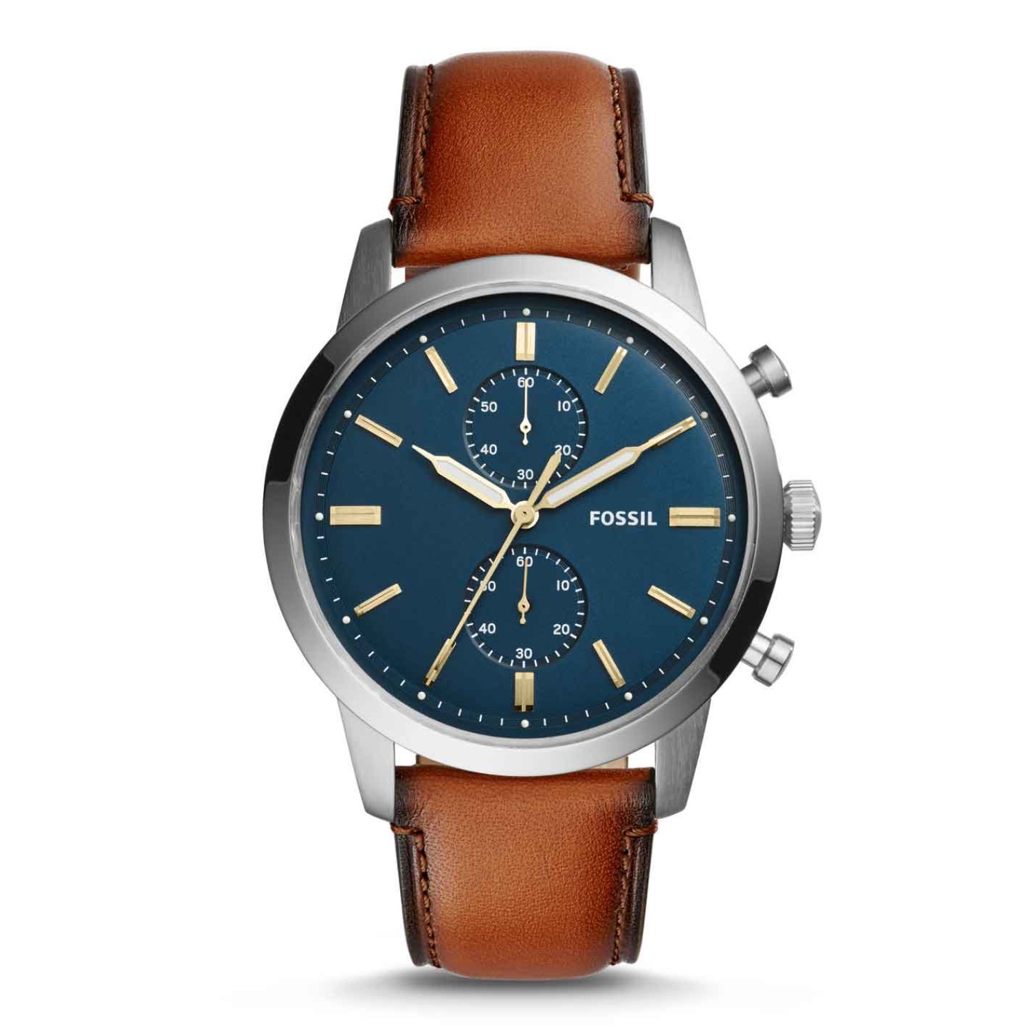 FS5279P Fossil Townsman Chronograph Luggage Leather Watch. With a minimalistic approach based on the 1960s, Fossils Townsman dress watch has a symmetrical style, drawing attention to its refined construction, like its elegantly vaulted hands, two-eye chro