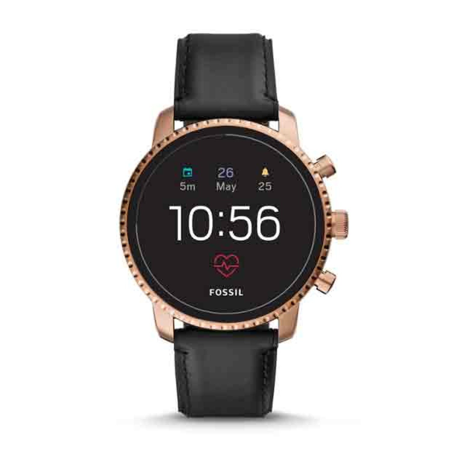 FTW4017 Fossil Gen 4 Smartwatch  Q Explorist Heart Rate. Classic Design. Modern Tech. This 45mm Q Explorist HR touchscreen smartwatch features a Black leather strap, and lets you track your heart rate, receive notifications, customise your dial and more. 
