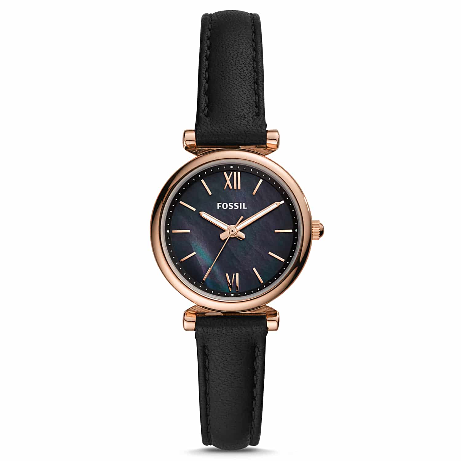 ES4700 Fossil Carlie Mini Black Watch. Absolutely eye-catching, this women’s analogue watch from the House of Fossil which acts as the statement piece if you want to give yourself a refined look. A sturdy in timeless glamour, this Carlie Mini-series watch