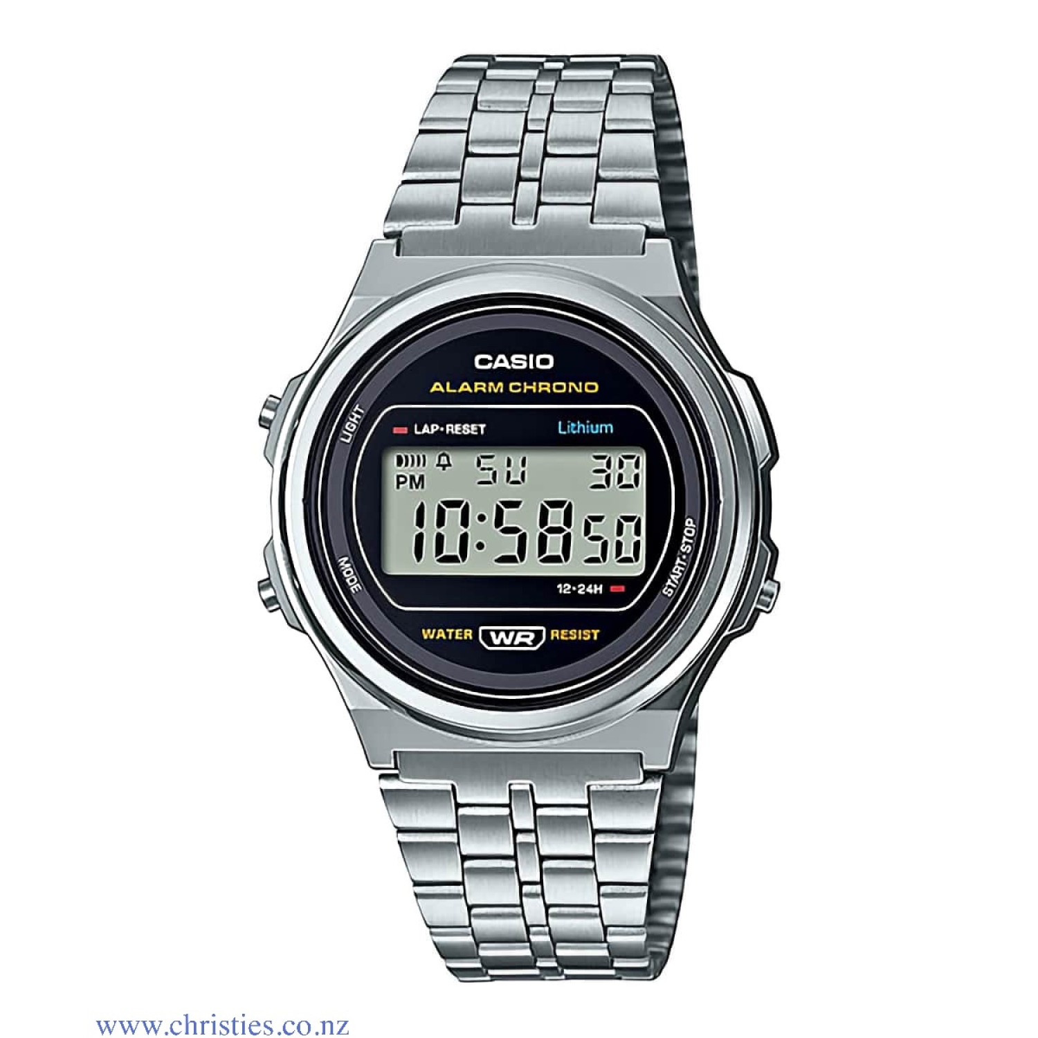 A171WE-1A Casio Vintage Alarm Chronograph Watch A171WE-1A Afterpay A171WE-1A Casio Vintage Alarm Chronograph Watch. Introducing the A171 Series of round-face, unisex timepieces. Uncluttered monotone coloring combines with middle-sized unisex designs that go great with a wide variety of styles. The bands feature a slide-t