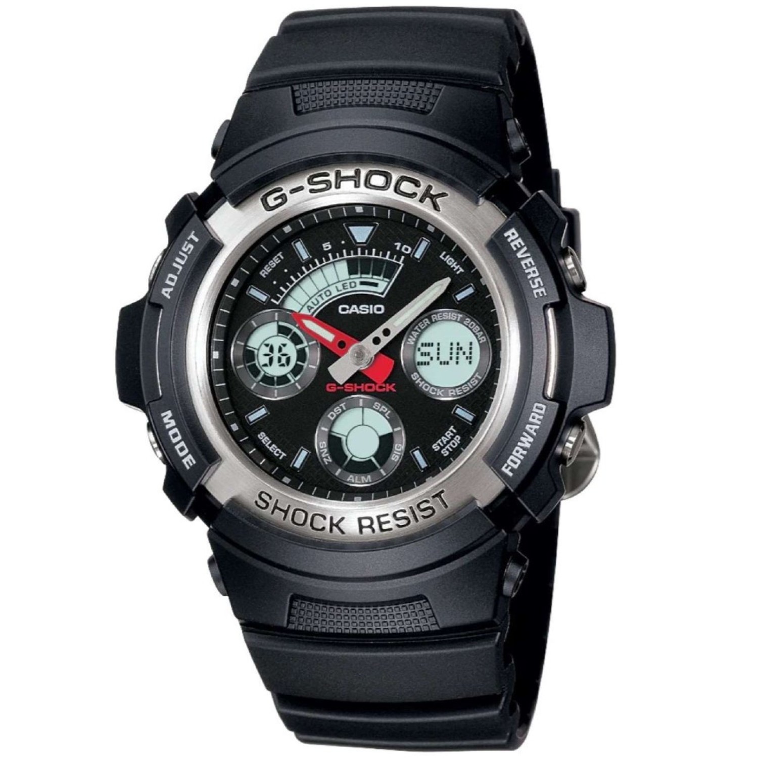 Christies Jewellery - AW590-1A G-Shock Analog-Digital Watch - Dual Display and Black Resin Band AW590-1A G-Shock Analog-Digital Watch with Black Resin Band and Dual Display