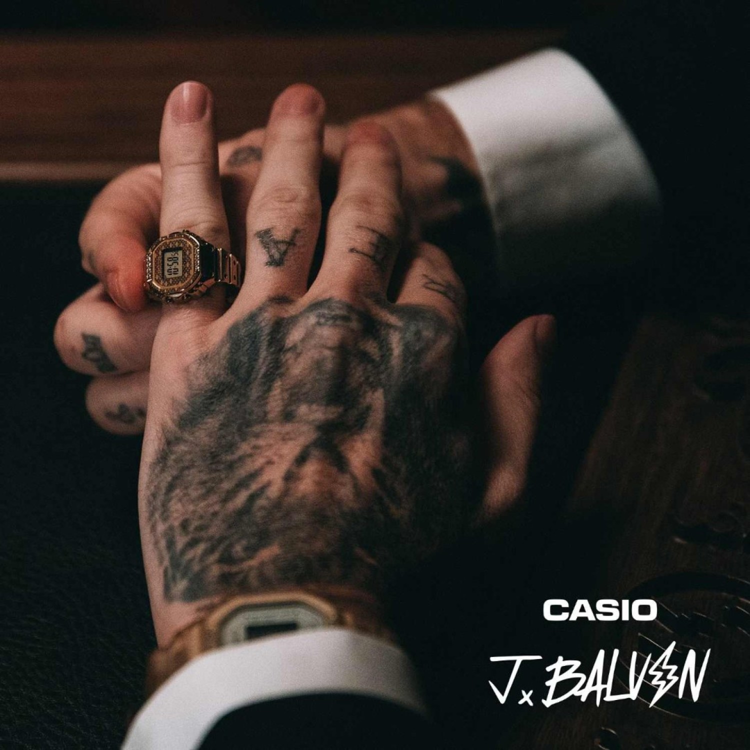 Casio CRW-001JB-9 J Balvin Gold Ring Watch showing front dial face