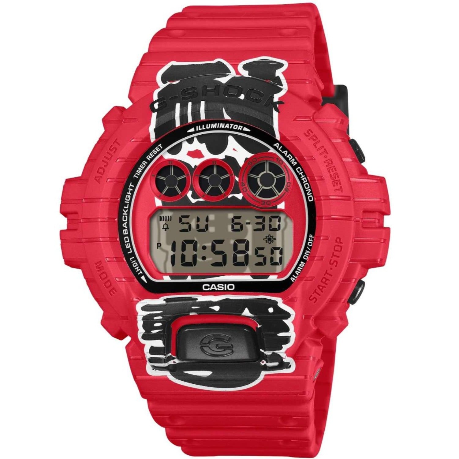 Casio G-Shock "Aka-Chochin" Red Lantern Limited Edition Watch - DW6900AKA-4D – G-Shock Casio G-Shock DW6900AKA-4D Aka-Chochin Red Lantern watch front view