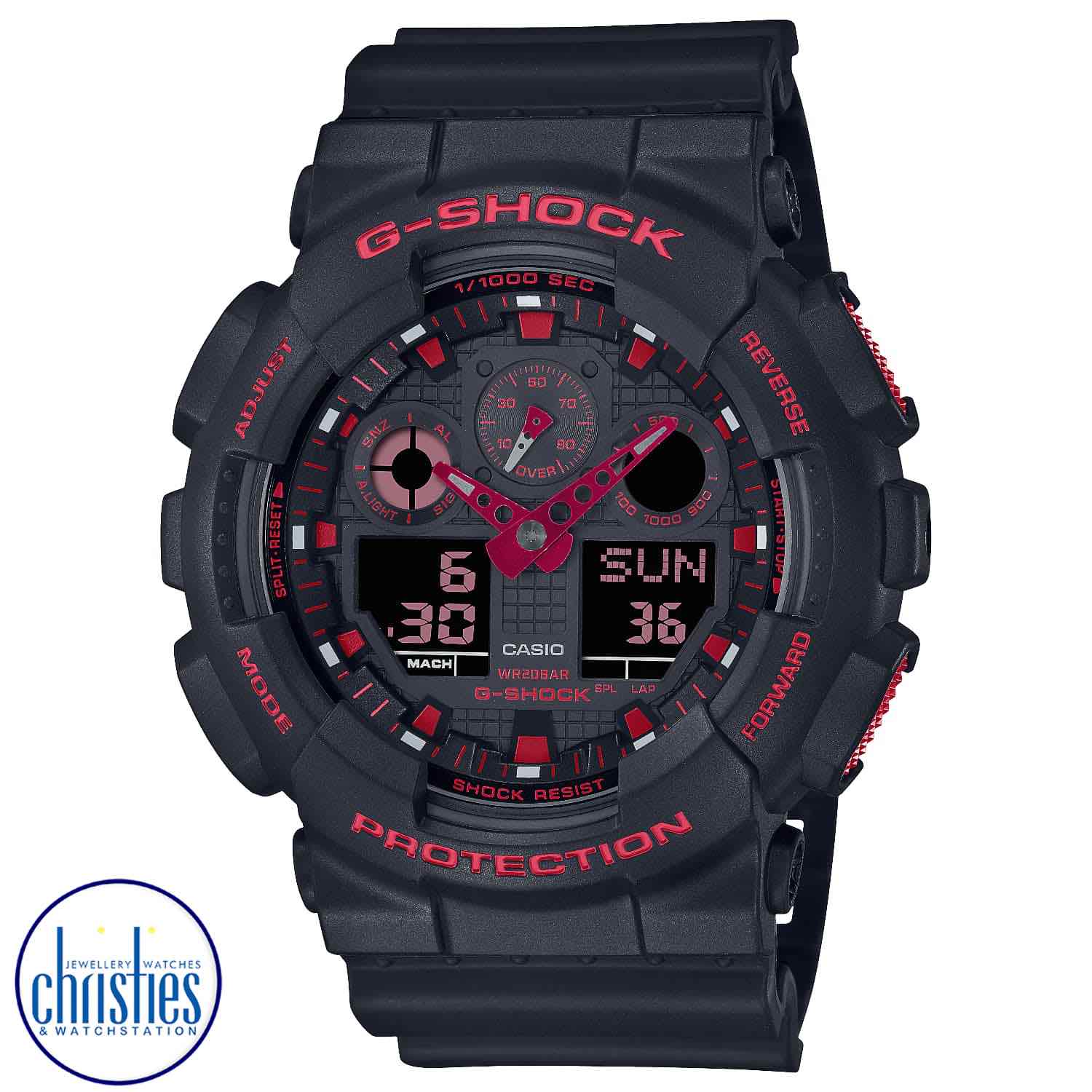 GA100BNR-1A G-Shock Worldtime Watch. Make a bold, powerful statement with the Ignite Red line in the iconic black and fiery red that embodies the ultimate toughness of the G-SHOCK brand. g shock watches price