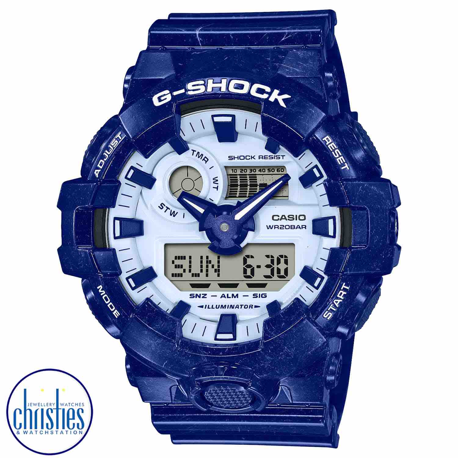 GA700BWP-2A G-SHOCK Chinese Porcelain Limited Series Watch. Inspired by blue and white porcelain ceramics from traditional Chinese culture and the city of Jingdezhen is known as the “Porcelain Capital.
