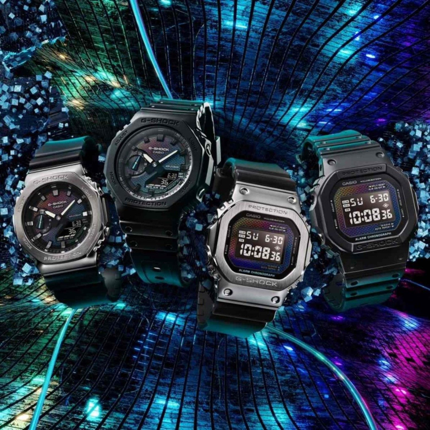 Christies Jewellery - DW5600RW-1D G-Shock Brick Wall Rainbow Edition Watch Auckland NZ DW5600RW-1D G-Shock Brick Wall Rainbow Edition Watch DW-5600RW-1 G-Shock | Classic G Shock with textured design and colorful accents.