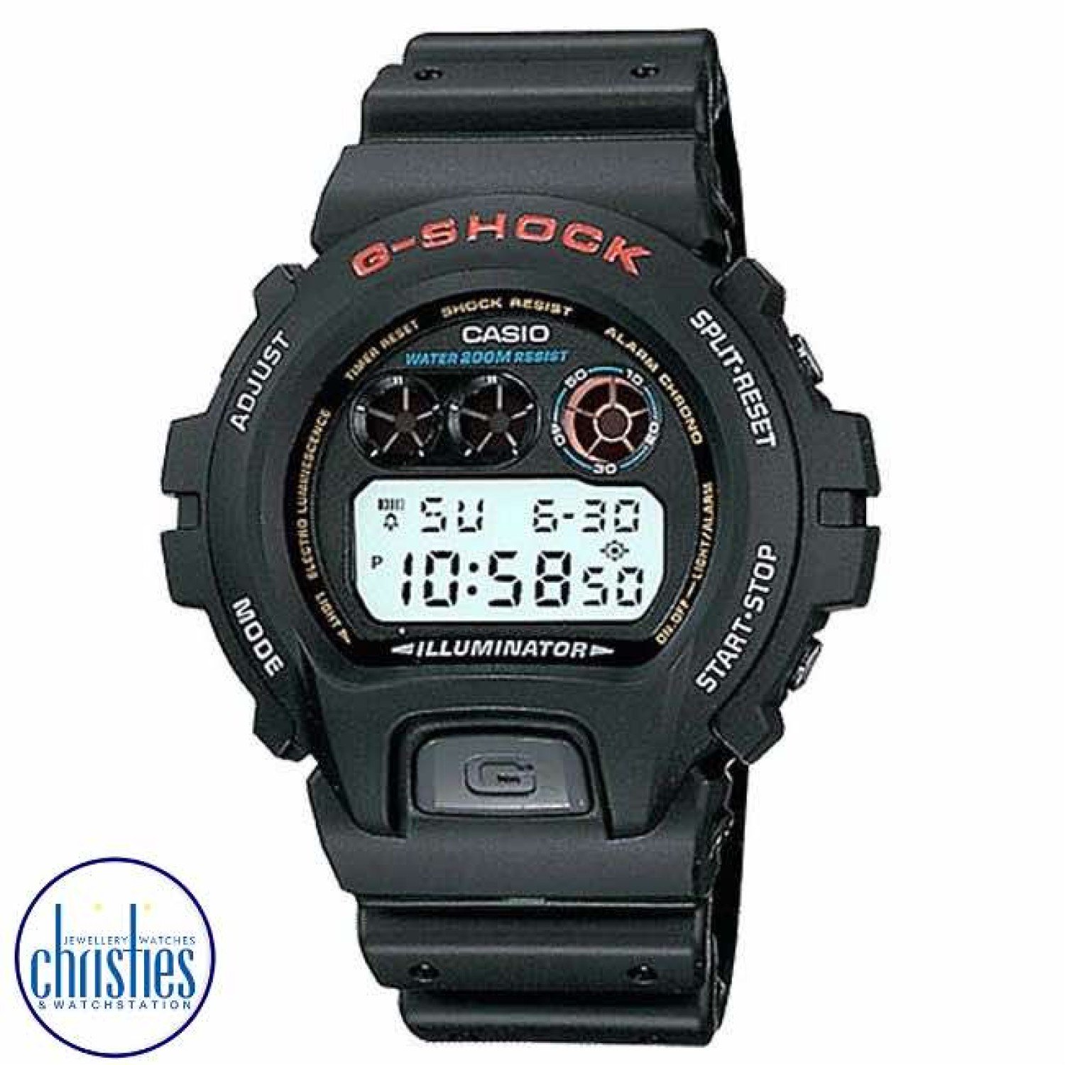 DW6900-1V G-Shock Classic Watch. G-Shock Classic Watch featuring Shock resistance, 200M WR, countdown timer, 1/100 sec. stopwatch and auto-calendar. Black resin band digital watch with neutral face. LAYBUY - Pay it easy, in 6 weekly payments and hav casio