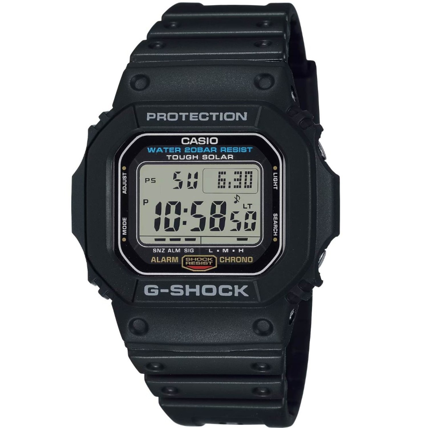 G5600UE-1 Casio Solar G-Shock G-5600UE-1 Afterpay GSHOCKNZ G5600UE-1 Casio Solar G-Shock. These Tough Solar models provide a choice of either the original G-5600 G-SHOCK design or the G-6900 design that is so popular among followers of today's street fashions. The Tough Solar system, which is equipped without G-s