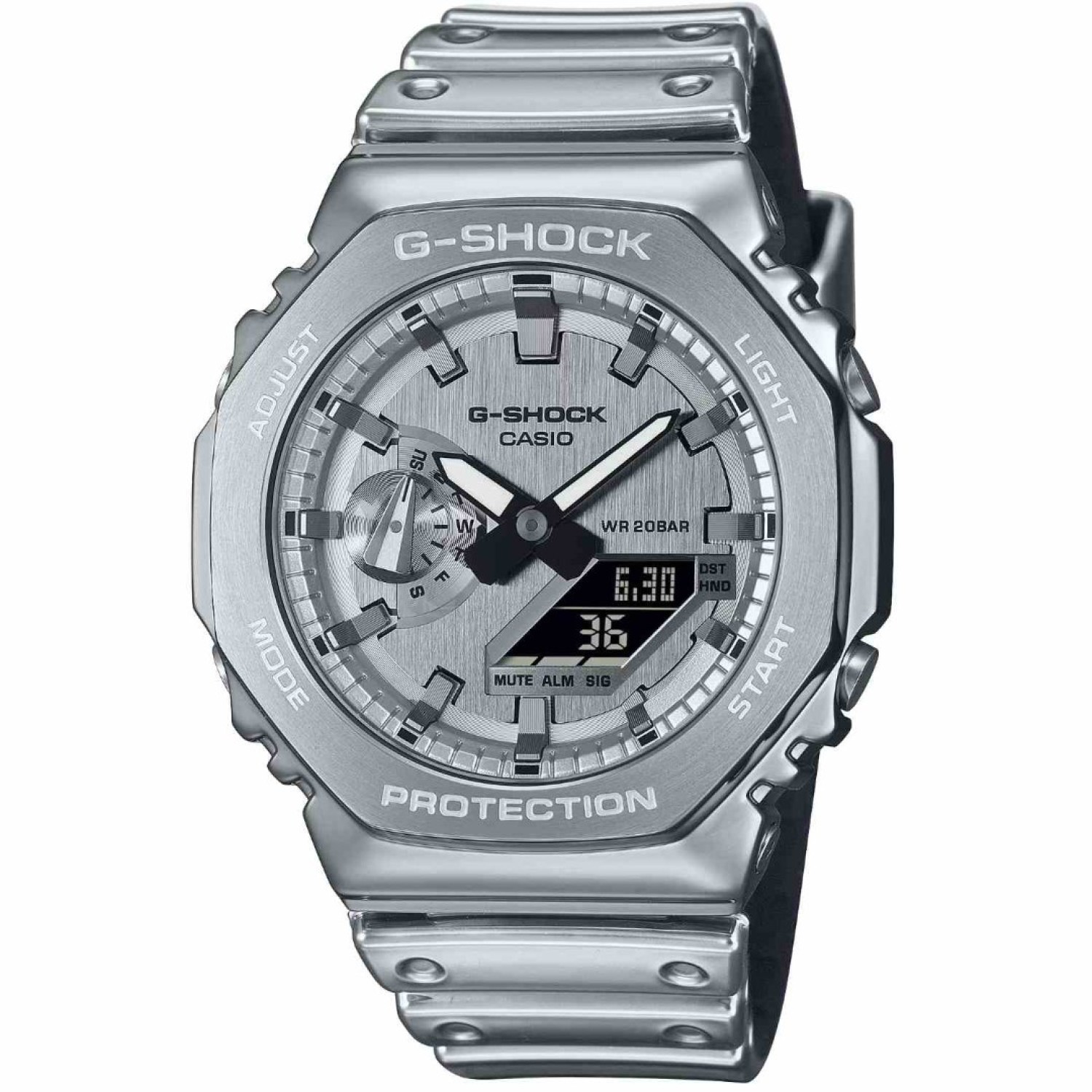 Casio G-Shock GM2100YM-8A Monochromatic Silver Watch Front View