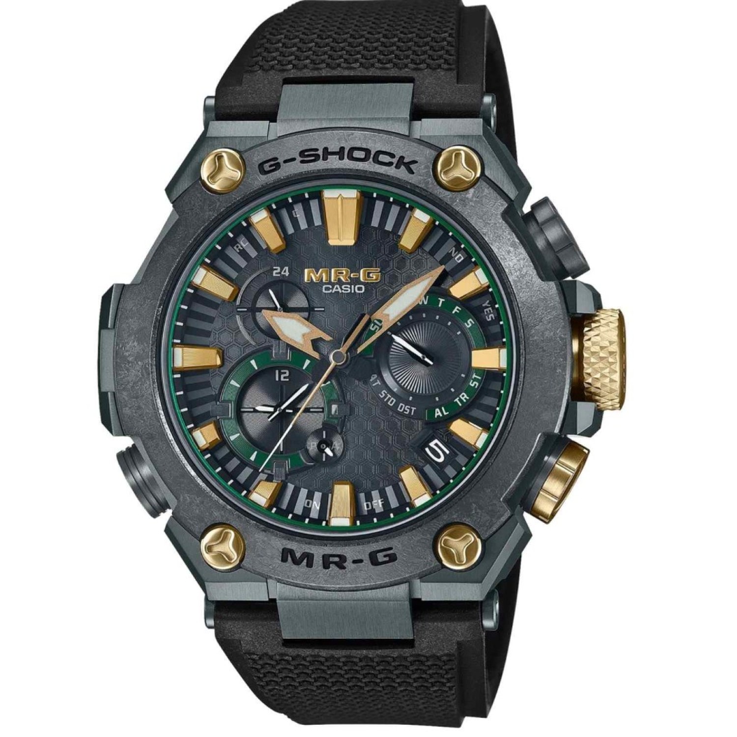 G-Shock MRGB2000RG-3A MR-G Japanese Titanium Watch with Recrystallized Bezel G-Shock MRGB2000RG-3A MR-G Titanium Watch with Recrystallized Bezel and Green DLC Coating
