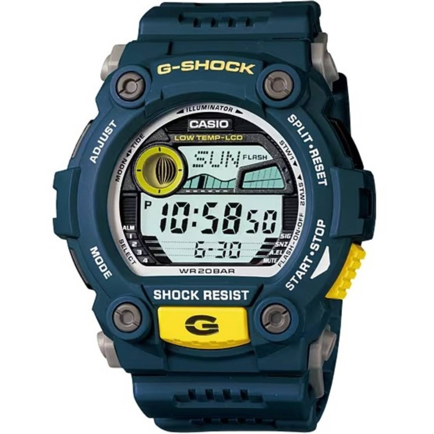Christies Jewellery - G7900-2D G-Sock Fishing Tide Graph Watch Auckland NZ "G7900-2D G-Shock Fishing Tide Graph Watch with blue resin casing and tide graph display