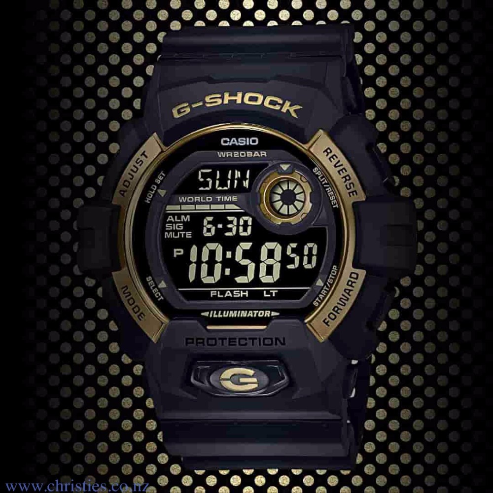 g shock black gold digital