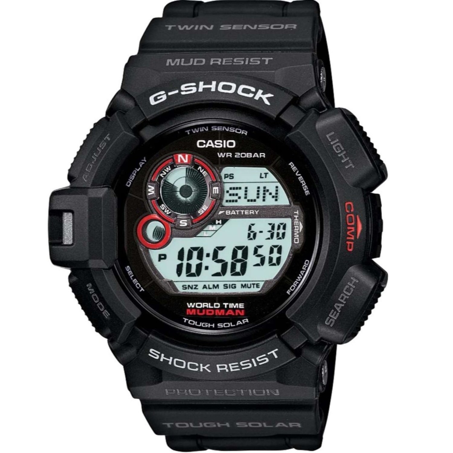 G9300-1D Mudman. Casio G-Shock G9300-1D Mudman Since the release of the original G-SHOCK watch in 1983, the brand has continued to evolve, with advanced functions, construction and design all based on outstanding shock resistance. @christies.online