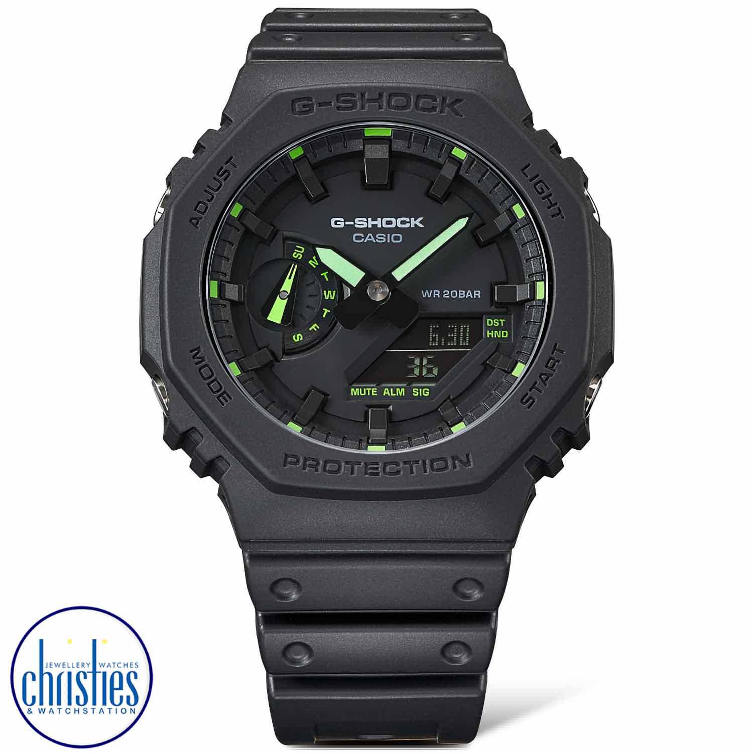 GA2100-1A3 G-SHOCK Carbon Core Neon Accents Watch men's casio g-shock nz