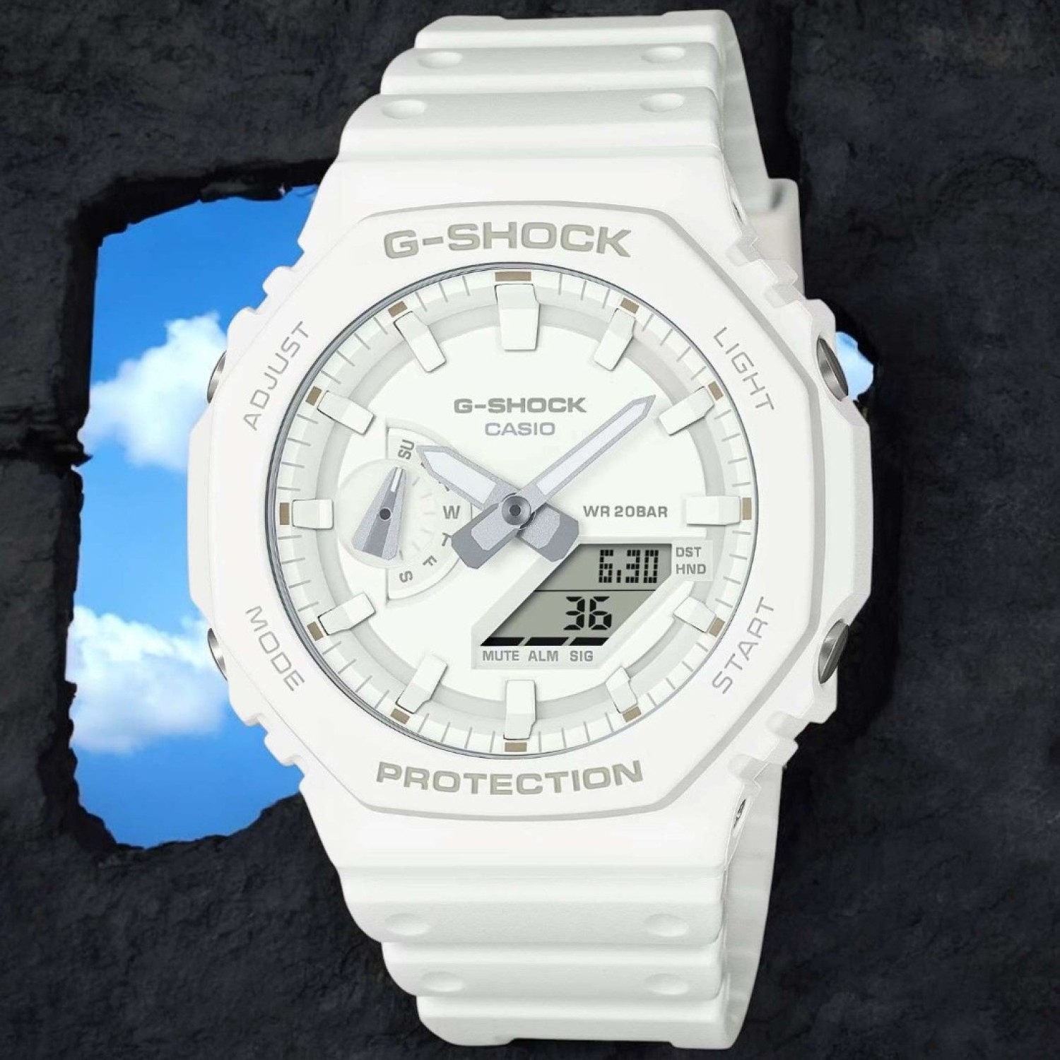 Christies Jewellery - GA2100-7A7 Casio G-Shock Carbon Core Watch - White Resin Case GA2100-7A7 Casio G-Shock Carbon Core Watch with white resin case and carbon core guard structure