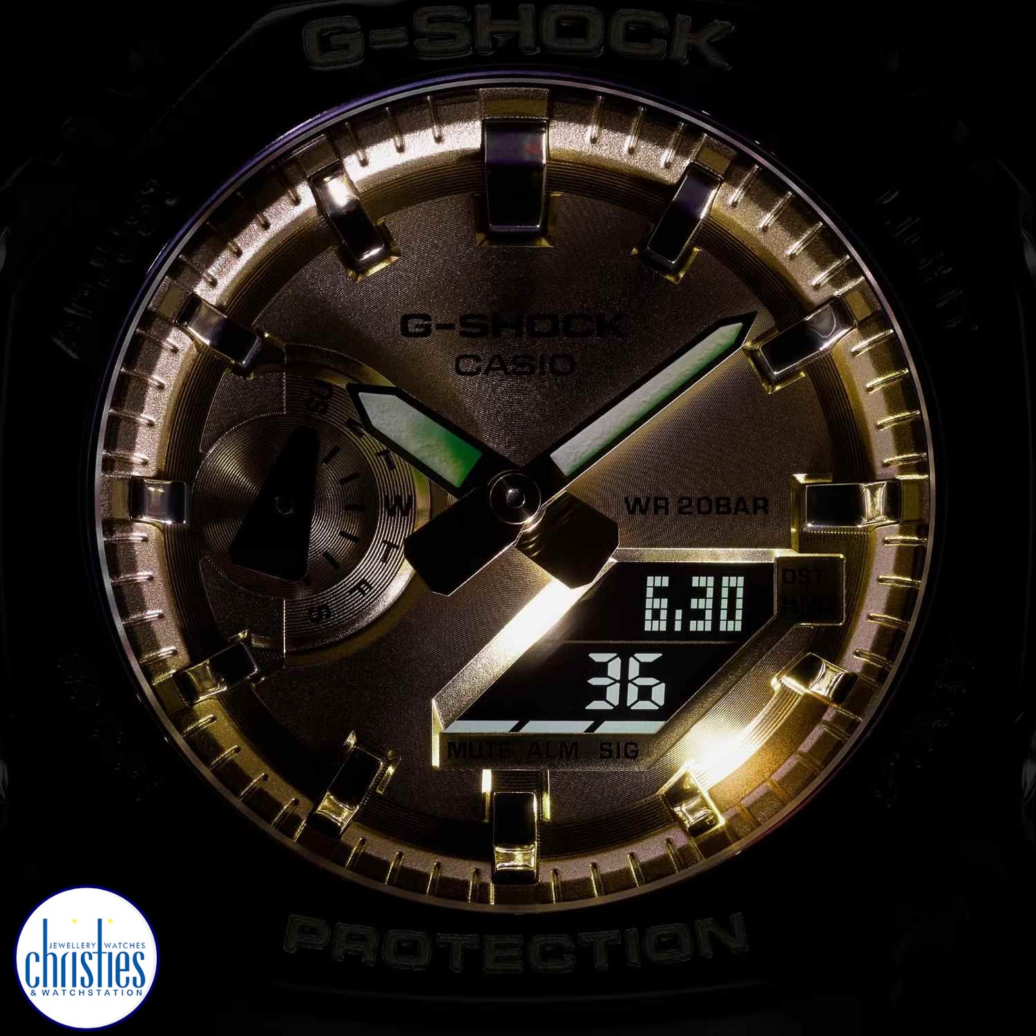 Christies Jewellery - GA2100GB-1A G-Shock Analog-Digital Gold-Dial 2100 Series Watches NZ GA2100GB-1A G-Shock Analog-Digital Gold-Dial 2100 Series GA-2100GB-1A Watches NZ
