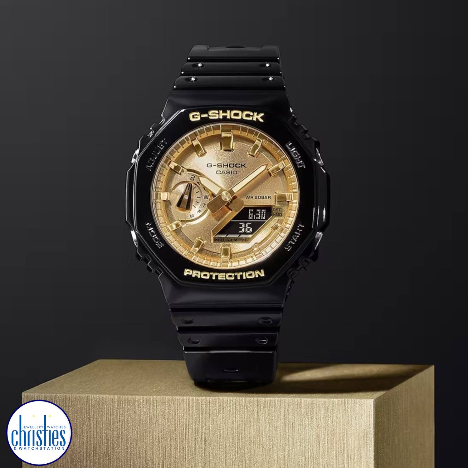Christies Jewellery - GA2100GB-1A G-Shock Analog-Digital Gold-Dial 2100 Series Watches NZ GA2100GB-1A G-Shock Analog-Digital Gold-Dial 2100 Series GA-2100GB-1A Watches NZ
