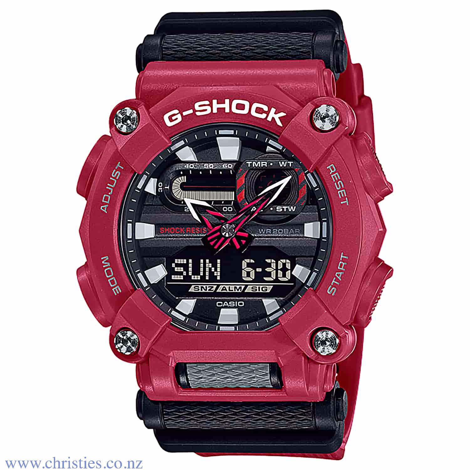 GA900-4A Casio G-Shock  Heavy Duty Watch. G-SHOCK announces more colour options in the  heavy-duty GA900 series, that is great for wear in tough environments and as street fashion items as well. The industrial design motif of this model is created by a G-