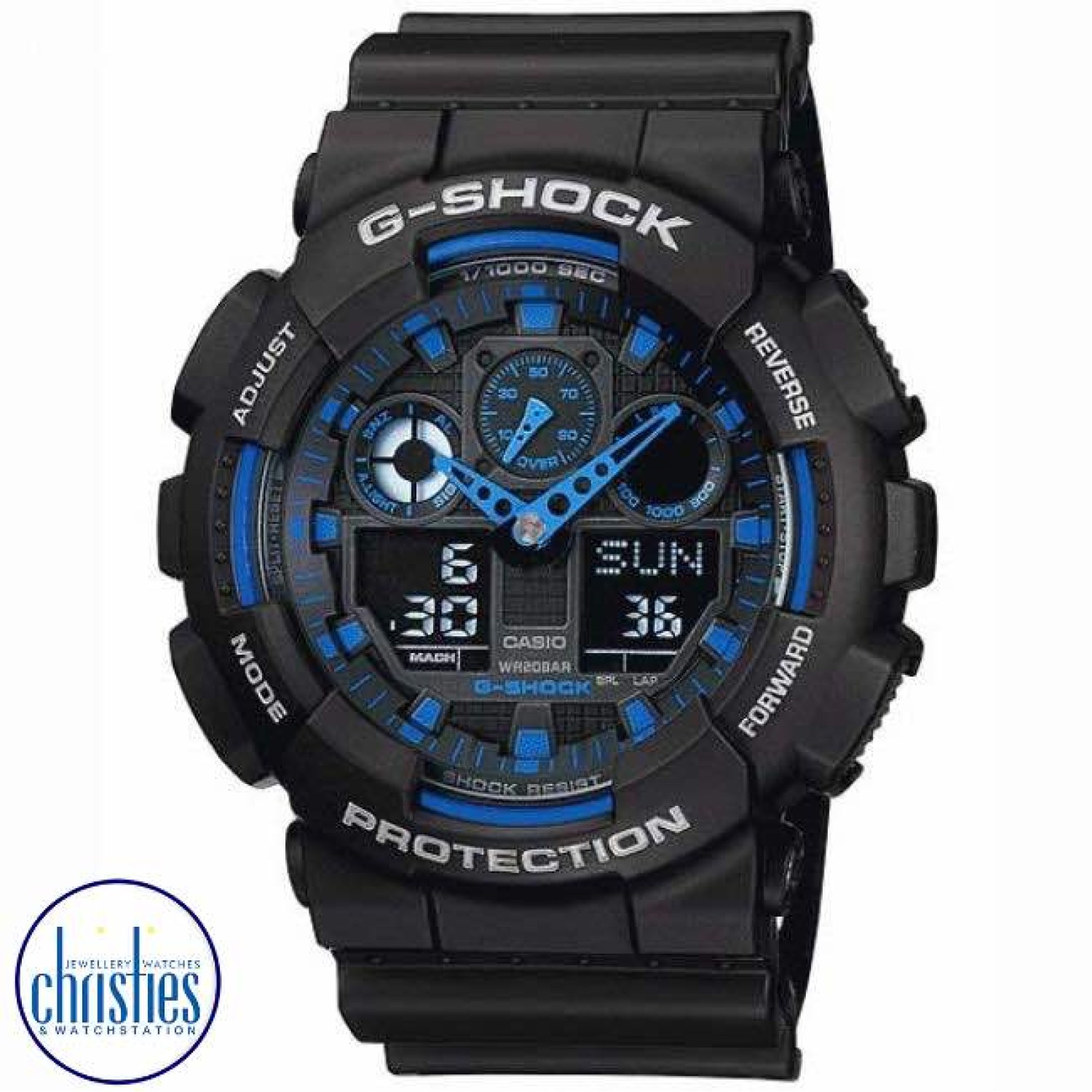 GA100-1A2 G-Shock Super Dual Illuminator Watch. There’s a reason why they call G-Shock the toughest watch in the world and these are just some of the many examples. Mud & Shock Resistant, 200M WR, Super Dual Illuminator and 48-city world time…the miss
