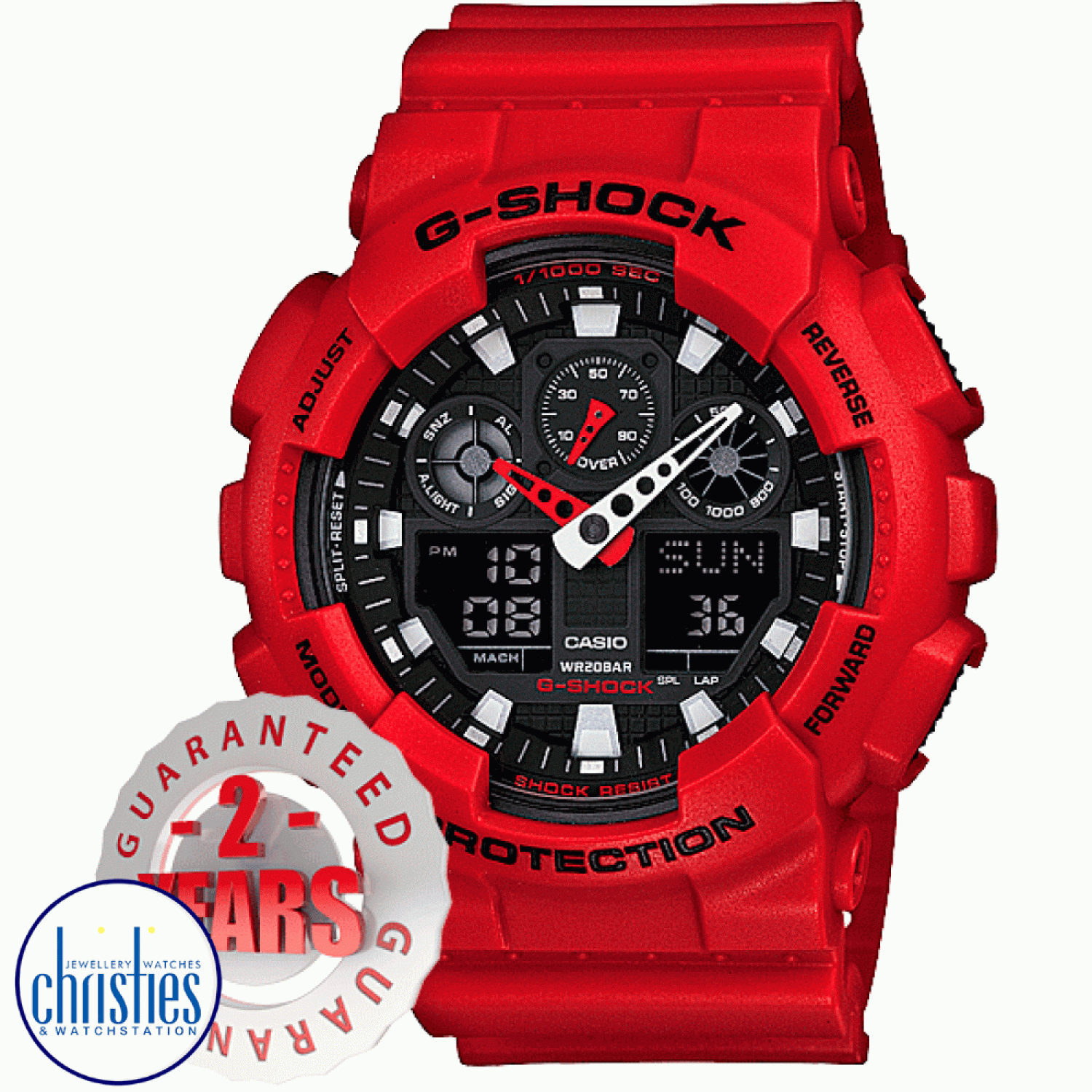 GA100B-4A G-SHOCK. Two new bold analog-digital combination models in a selection of two-color styles: red and black or white and black, both in an all-matte finish. Humm -Buy Little things up to $1000 and choose 10 weekly or 5 fortni @christies.online